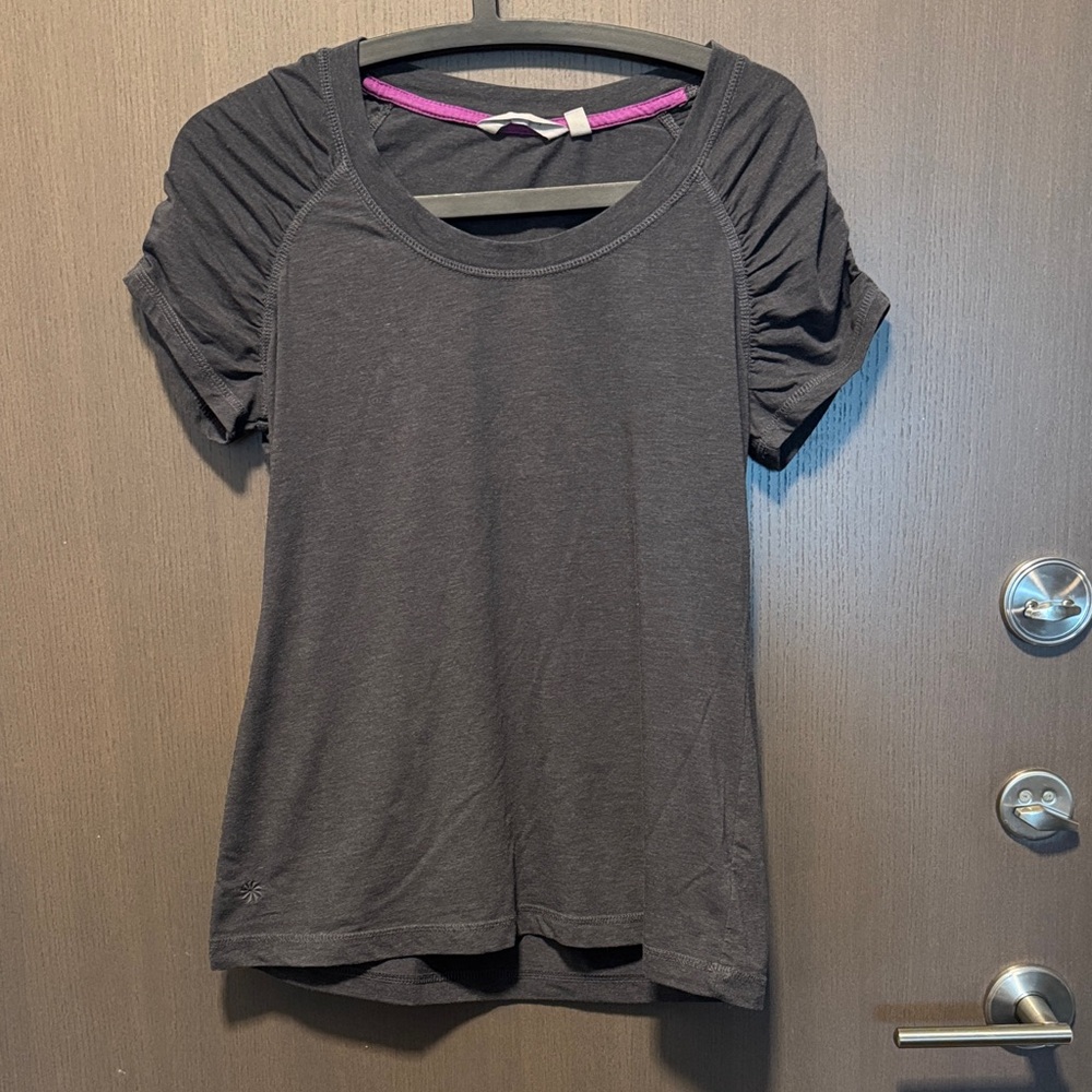 Athleta Charcoal Short Sleeve Top